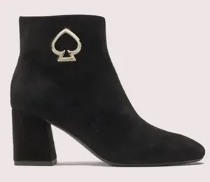 Kate Spade Alihandra Luxe Suede Ankle Boots Black‎ Women's Size 10 thumbnail 1