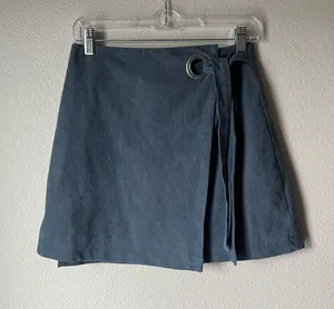 Abercrombie & Fitch Slate Blue Wrap Skirt with Grommet Detail thumbnail 1