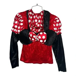 Disney Minnie Mouse Costume Hoodie Adult Small Red Polka‎ Dot 3D Ears Bow Zip Up thumbnail 8