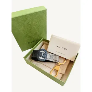 Gucci Interlocking G Keychain Ring Bag Charm GG Supreme Black Leather 701432 NIB thumbnail 3