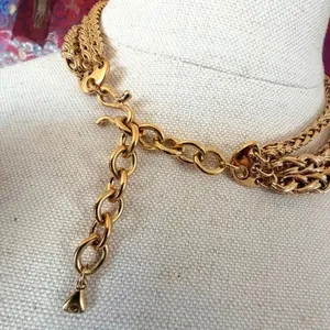 Liz Claiborne LCI Gold Tone Multi Strand Chain Necklace Statement Chunky thumbnail 4