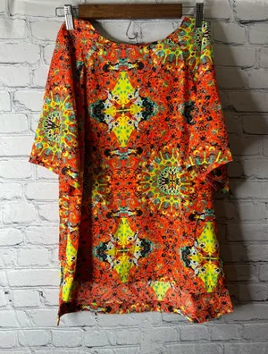 Kut from the cloth Vibrant Orange & Neon Printed Tunic Top medium thumbnail 1