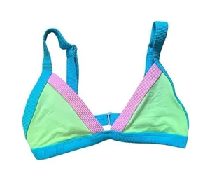 Oneone Kameron Triangle Bikini Top Lime green pink and blue medium thumbnail 1