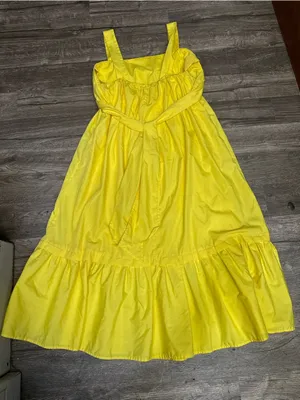 Entro Yellow Babydoll Midi Dress Boutique Summer Dress Size Large thumbnail 6