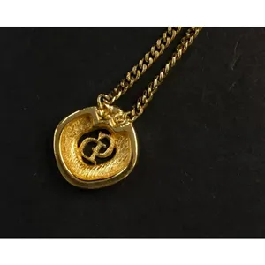 Christian Dior CD logo gold and crystal necklace thumbnail 2