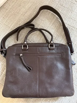 Bodhi brown pebbled leather laptop bag thumbnail 2