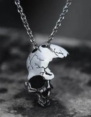 Retro Half Skull Gothic Punk Necklace Metal Skull Pendant Steampunk Jewelry thumbnail 1
