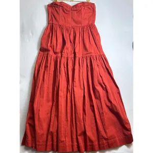 Forever 21 Rust Red Strapless Tiered Maxi Dress Boho Sweetheart Neckline Cotton thumbnail 4