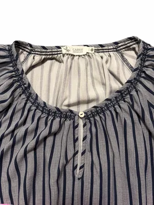 Carve Designs Ladies Navy Stripe Rayon Blouse Size Small thumbnail 2