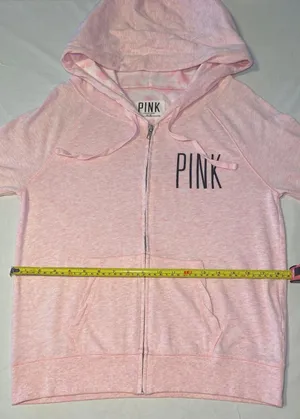 Victoria's Secret PINK Lightweight Light Pink Perfect Zip Hoodie Size Medium EUC thumbnail 12