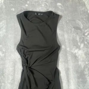 Bershka Black Asymmetric Dress Small Midi Elegant Cut Out Whimsy‎ Goth Sexy thumbnail 4