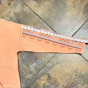 Tru Luxe Jeans Peach Long Sleeve Embroidered Top XL thumbnail 7