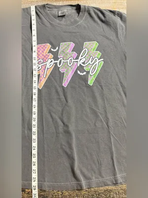 Comfort Colors Pepper Tee with Orange, Purple & Green Lightning Bolts thumbnail 6