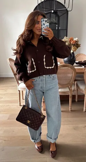 These Three Boutique Cropped brown sweater thumbnail 3