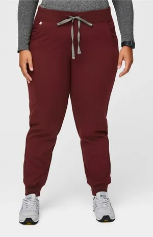 FIGS Zamora Jogger Scrub Pants XL Burgundy Wine High Waist Stretch Medical thumbnail 1
