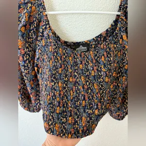 Angie Long Sleeve Floral Crop Top Medium thumbnail 3