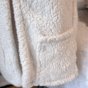 The Pants Store Cozy Off White Sherpa Vest Hoodie thumbnail 4