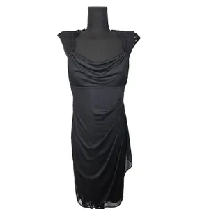 Black Lace Cap Sleeve Dress Sz 8 Cowl Neck Ruched Flattering Cocktail HOCO Gala thumbnail 16