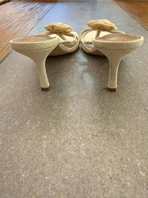 DV Dolce Vita Zelly Rosette Sandal Cream Canvas Strappy Heels Size 11 thumbnail 4