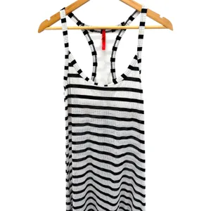 Spanx Stripe Mesh Racerback Maxi Dress L Large Built In Shelf Bra Swim Cover Up thumbnail 2