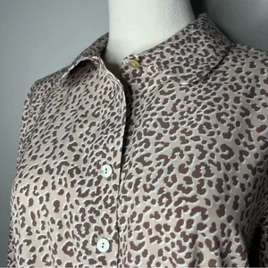 Tuckernuck Hayes Beige Brown Leopard Print Drop Waist Mini Shirt Dress thumbnail 6