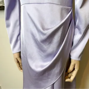 Elliatt Cocktail Satin Midi Dress Lavender Asymmetrical Long Sleeve S NWT thumbnail 4