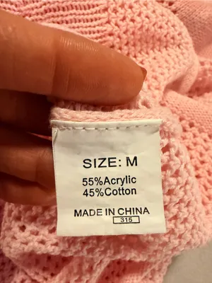 Source Unknown Women’s Pink Floral Open-Knit Sweater thumbnail 4