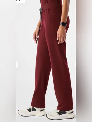 Figs Livingston burgundy maroon high-waisted straight leg scrub pants XXL reg thumbnail 5