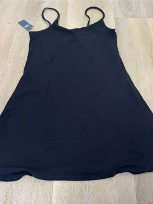 Abercrombie & Fitch Black Ribbed Mini Slip Dress thumbnail 6