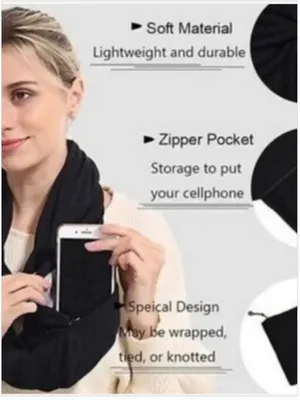 Beyond Yoga Black Pocket Infinity Wrap Scarf Active Athletic Running One Size thumbnail 2