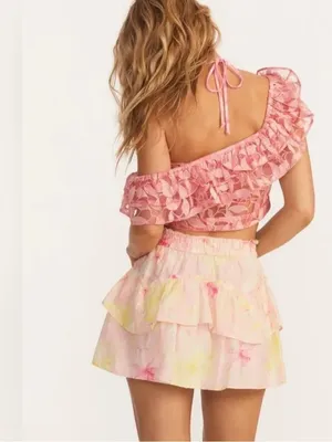 NEW LoveShackFancy Abrielle Skirt in the Light Berry Tea floral print Medium thumbnail 4