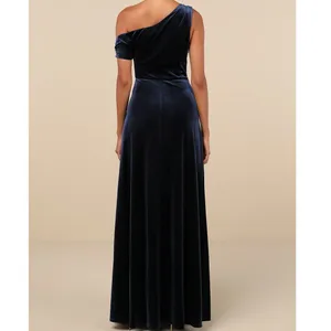 NEW Lulus Coveted Confidence Navy Blue Velvet Asymmetrical Maxi Dress Small thumbnail 4