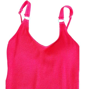 Bikini Bliss Women Hot Pink Crinkle Textured One Piece Swimsuit Size‎ L High Cut thumbnail 2