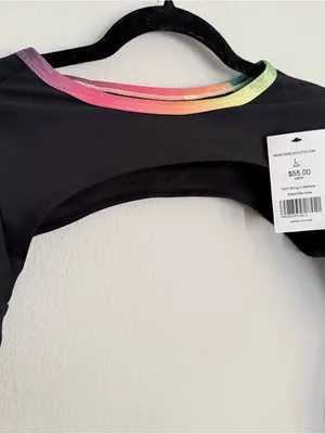 Black Long-Sleeve Bolero Shrug with Rainbow Trim thumbnail 2