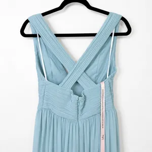NEW Lulus Leora Light Blue Plunging Chiffon Pleated Tiered Maxi Dress Small thumbnail 9