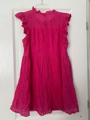 Entro Hot Pink Floral Lace Sundress Size L thumbnail 2
