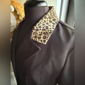 Vintage 90s Dress Savvy New York leopard trim blazer suit dress, size 12 thumbnail 6