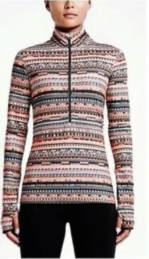 NIKE Pro Dri-Fit Hyperwarm Aztec Print 1/2 Zip Pullover Long Sleeve Top Sz. M thumbnail 1