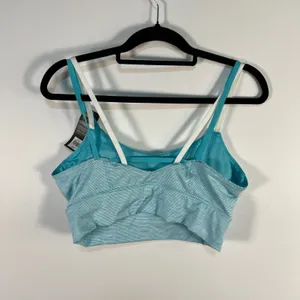Old Navy Active Go-Dry Light‎ Support Sports Bra Blue Striped Double Strap Large thumbnail 2