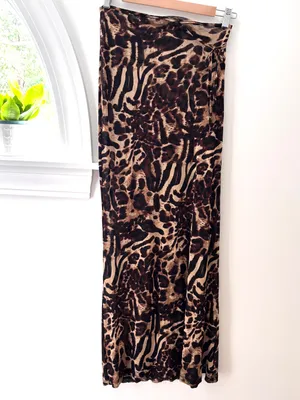 Sasha Therese Aubrey Maxi Skirt Leopard Print Mesh Sheer Cut Out XS⁠ Resortwear thumbnail 8