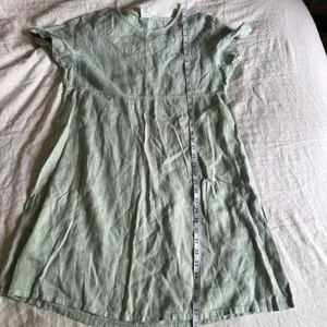 Marc + Ware Linen Dress M Sage Light Blue Floral Embroidered Lagenlook Cottageco thumbnail 6