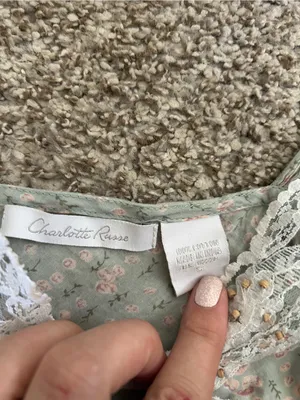 Charlotte Russe Mint Floral Lace-Trim Cami Camisole Y2K Vintage Lightweight Smal thumbnail 3
