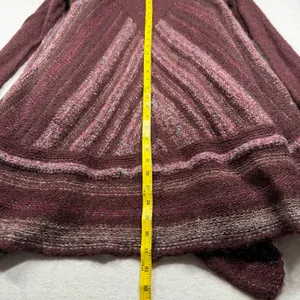 Free People Women’s Open Knit Cardigan Sweater Boho Oversized Large Burgundy thumbnail 6
