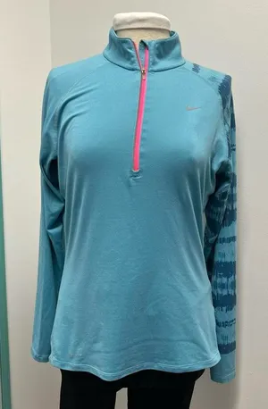 Nike Dri Fit 1/4 zip Blue Long Sleeve Pullover thumbnail 1