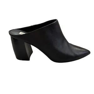 Steve Madden Barrie Addison Black Leather Mules Pointed Toe Size‎ 9 Chunky Heel thumbnail 2