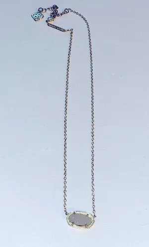 Kendra Scott Elisa Gold pendant necklace with iridescent white stone! thumbnail 1