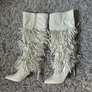 Lulus Shaniaa Bone Fringe Pointed-Toe Knee High Boots thumbnail 2