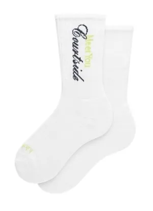 Lululemon Unisex Daily Essential Crew Socks Tennis Club White/Sour Grape Large thumbnail 1