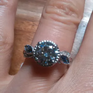 Simulated Tanzanite and Simulated Diamond Sterling Silver Ring (Size 6.75) thumbnail 12