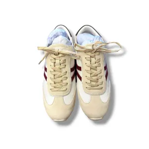 Bibi Lou Mizar Sneakers‎ Women 39 Cream Burgundy Suede Mesh Retro Trainers NEW thumbnail 3